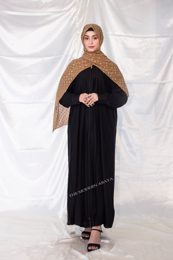 Pocket Zipper Abaya - Black