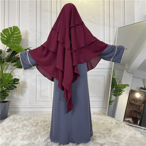 THREE LAYER KHIMAR - MAHROON